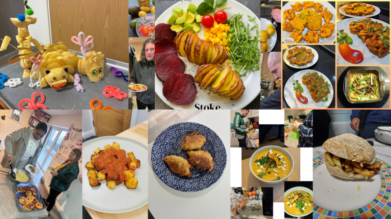 A selection of potato challenge entries. Clients and colleagues worked really hard to create a variety of dishes with limited ingredients, based around the humble potato.