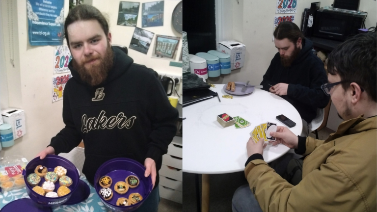 York Clients playing uno and baking and decorating clients with their staff.