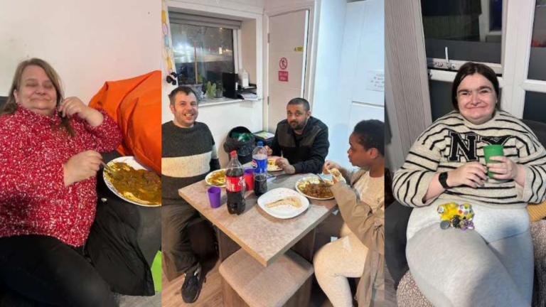 Clients enjoying a homemade curry kindly made by client MC